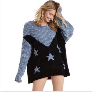 Wildfox Splendor Astral oversized knit Star blue black sweater